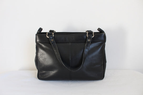 VINTAGE GENUINE LEATHER SHOULDER BAG BLACK