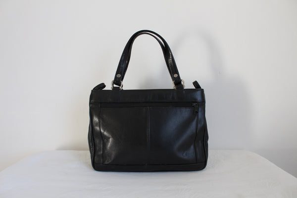 VINTAGE GENUINE LEATHER SHOULDER BAG BLACK