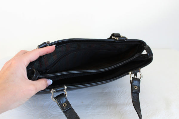 VINTAGE GENUINE LEATHER SHOULDER BAG BLACK