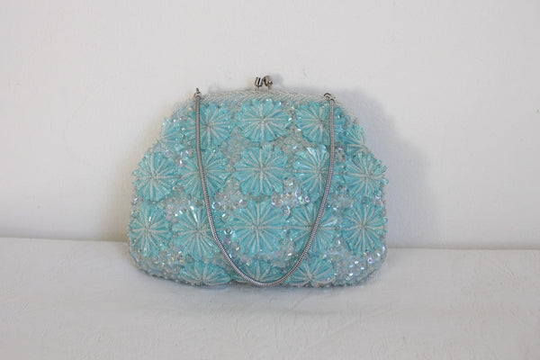 VINTAGE BEADED EVENING BAG BLUE