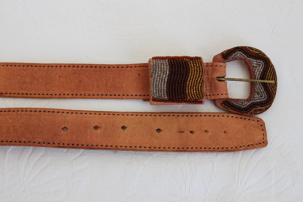 VINTAGE LEATHER BEADED BELT KENYA