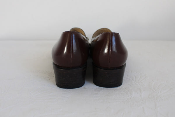 GUCCI SQUARE TOE LEATHER LOAFERS - SIZE 6