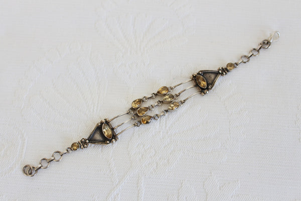 STERLING SILVER GEM STONE BRACELET