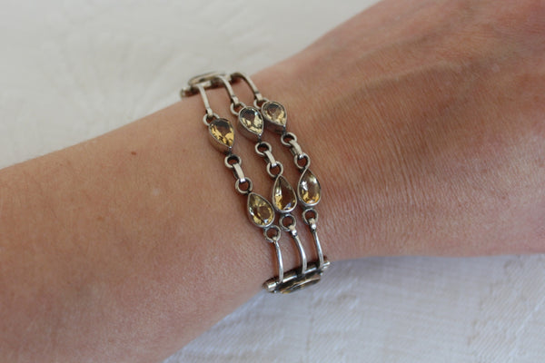 STERLING SILVER GEM STONE BRACELET