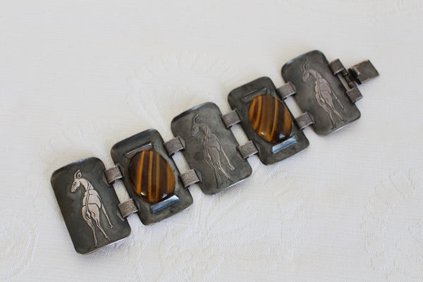 SILVER PLATED TIGERS EYE BRACELET