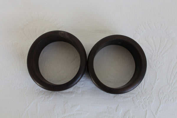 VINTAGE CARVED WOOD BANGLES DARK BROWN