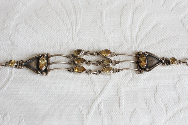 STERLING SILVER GEM STONE BRACELET