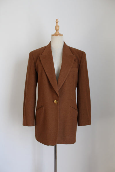 JOBIS ANGORA WOOL BLAZER TAN - SIZE 8