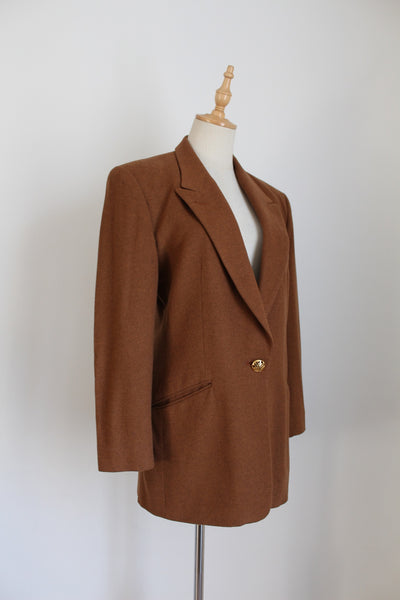 JOBIS ANGORA WOOL BLAZER TAN - SIZE 8