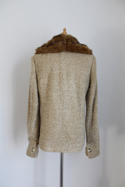 DENNIS BASSO FAUX FUR COLLAR JACKET - SIZE 10