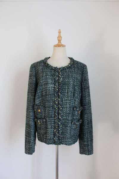 STEFFEN SCHRAUT BOUCLE WOOL JACKET TEAL - SIZE 10