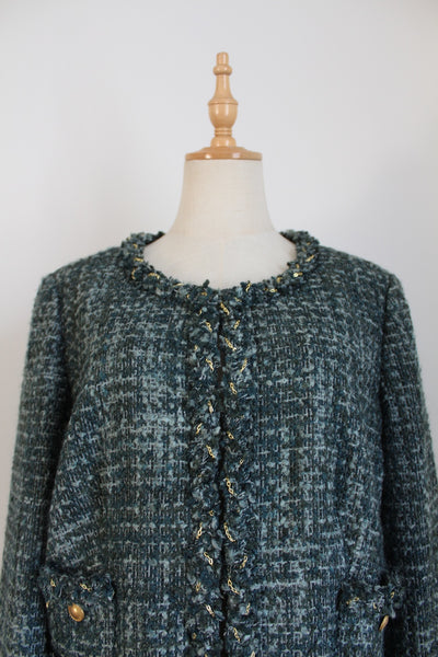 STEFFEN SCHRAUT BOUCLE WOOL JACKET TEAL - SIZE 10