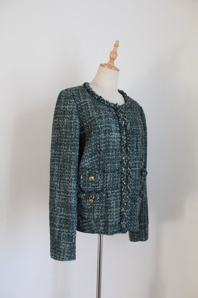 STEFFEN SCHRAUT BOUCLE WOOL JACKET TEAL - SIZE 10