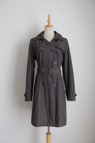 BANANA REPUBLIC PLAID TRENCH COAT - SIZE 10
