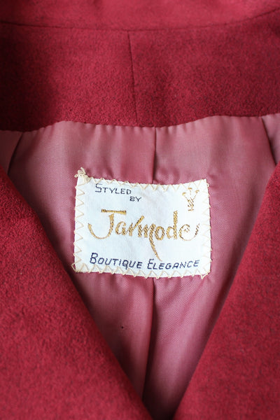 VINTAGE FAUX SUEDE TRENCH COAT RED - SIZE 8