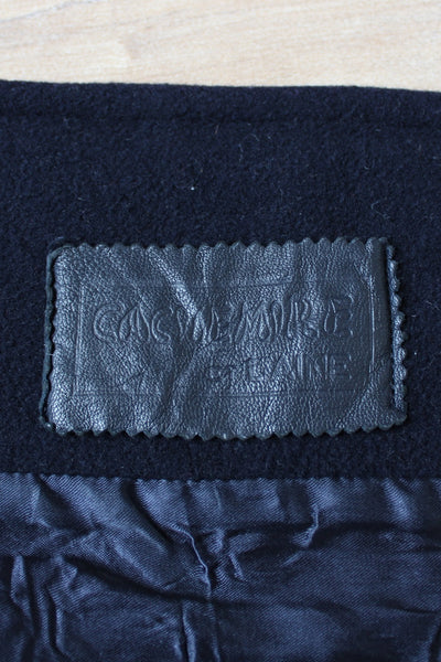 JEAN BAILLY PARIS WOOL CASHMERE COAT NAVY - SIZE 14