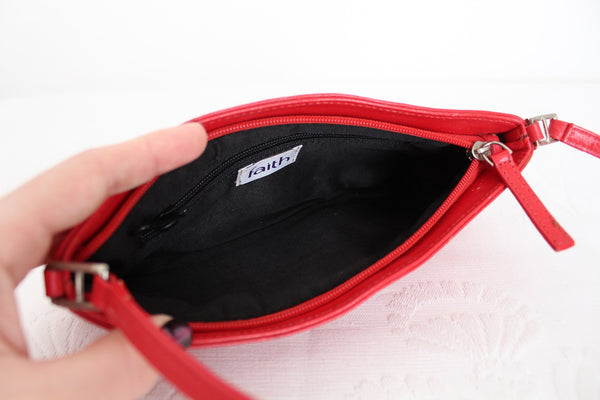 FAITH GENUINE LEATHER SMALL SHOULDER BAG RED