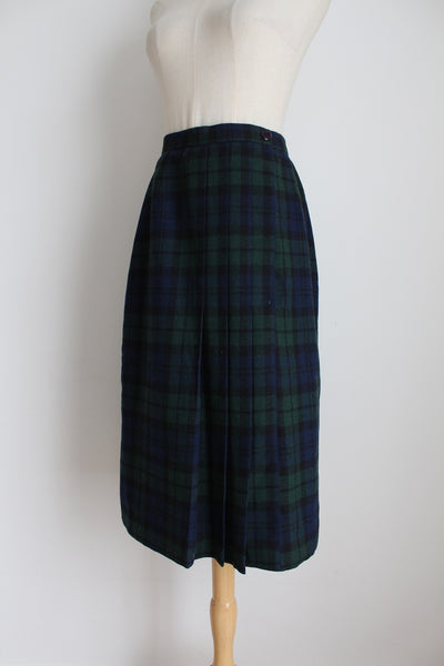 VINTAGE WOOL TARTAN CHECK SKIRT - SIZE 8