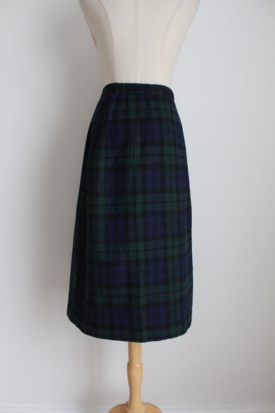 VINTAGE WOOL TARTAN CHECK SKIRT - SIZE 8