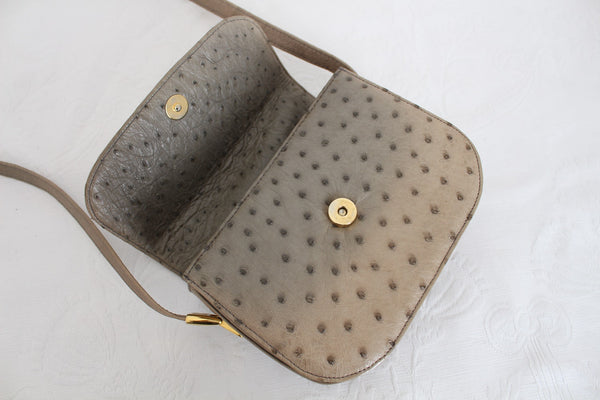 GENUINE OSTRICH SKIN SMALL SHOULDER BAG BEIGE