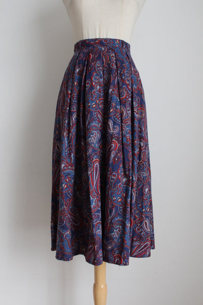 VINTAGE PAISLEY PLEATED SKIRT - SIZE 6