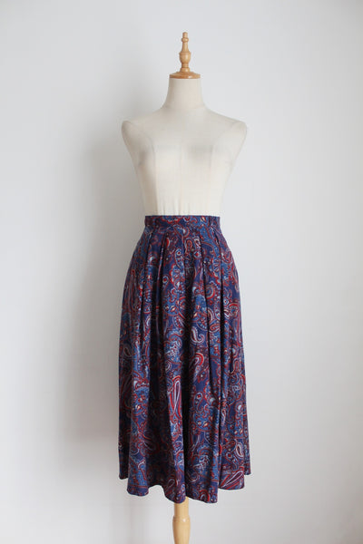 VINTAGE PAISLEY PLEATED SKIRT - SIZE 6
