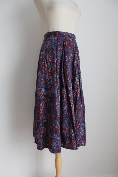 VINTAGE PAISLEY PLEATED SKIRT - SIZE 6