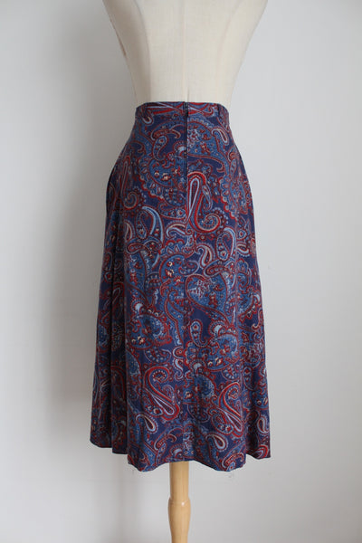 VINTAGE PAISLEY PLEATED SKIRT - SIZE 6