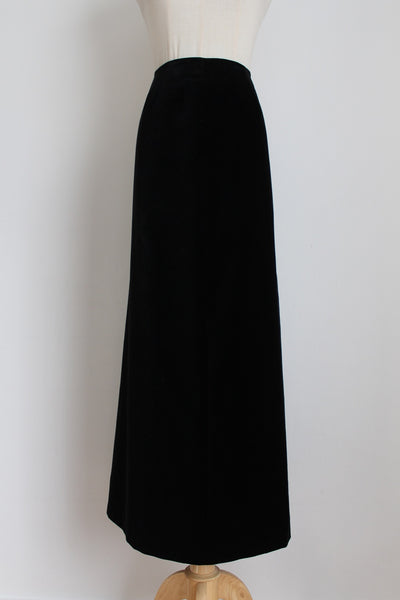 VINTAGE VELVET MAXI SKIRT BLACK - SIZE 8