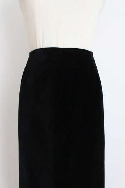 VINTAGE VELVET MAXI SKIRT BLACK - SIZE 8