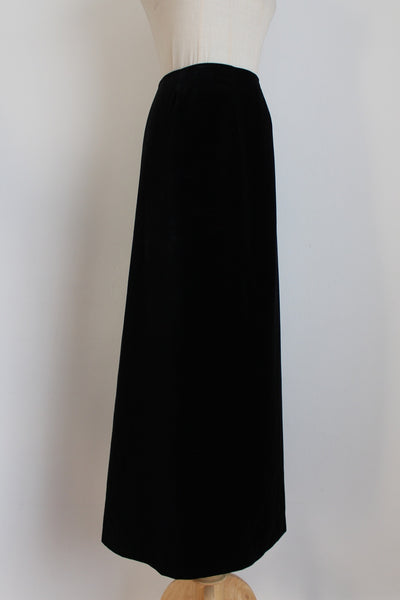 VINTAGE VELVET MAXI SKIRT BLACK - SIZE 8