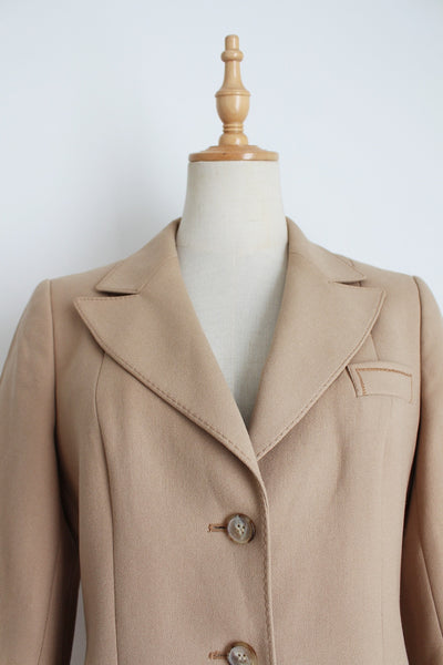 VINTAGE SIXTH SENSE WOOL BLAZER TAN - SIZE 8