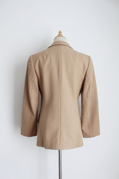 VINTAGE SIXTH SENSE WOOL BLAZER TAN - SIZE 8