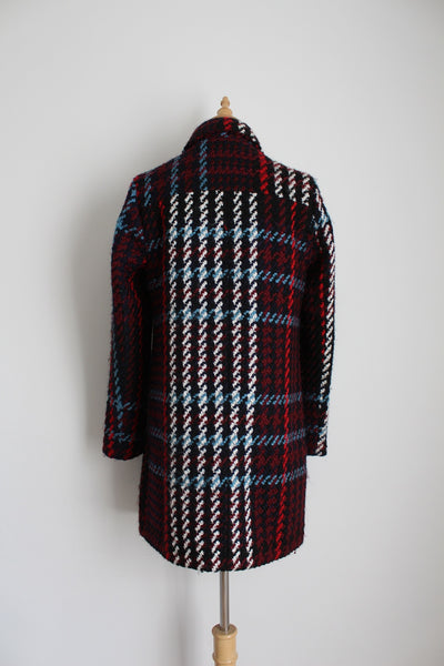 DESIGUAL CHECK WOOL COAT RED - SIZE 8