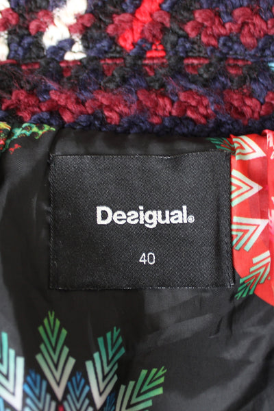 DESIGUAL CHECK WOOL COAT RED - SIZE 8