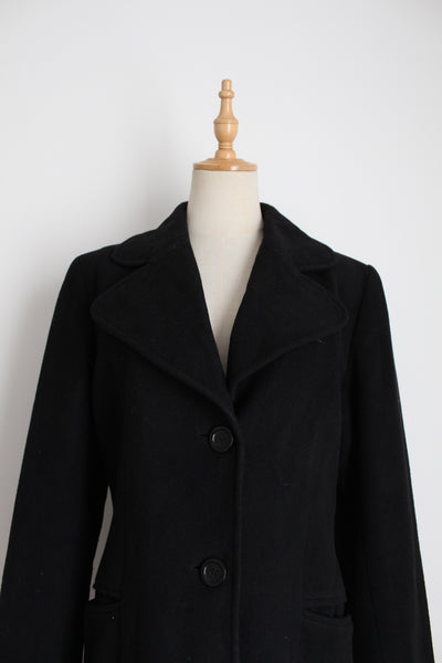 VINTAGE WOOL CASHMERE COAT BLACK - SIZE 10