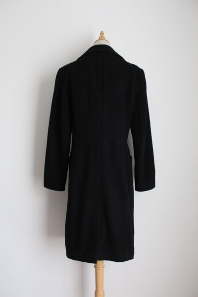 VINTAGE WOOL CASHMERE COAT BLACK - SIZE 10