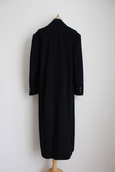 VINTAGE DOUBLE BREASTED WOOL COAT NAVY - SIZE 10