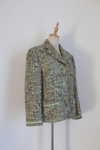 GERRY WEBER TWEED BLAZER GREEN - SIZE 12