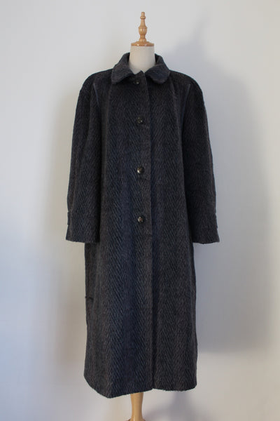 VINTAGE ALPACA WOOL STRIPED COAT - SIZE 16