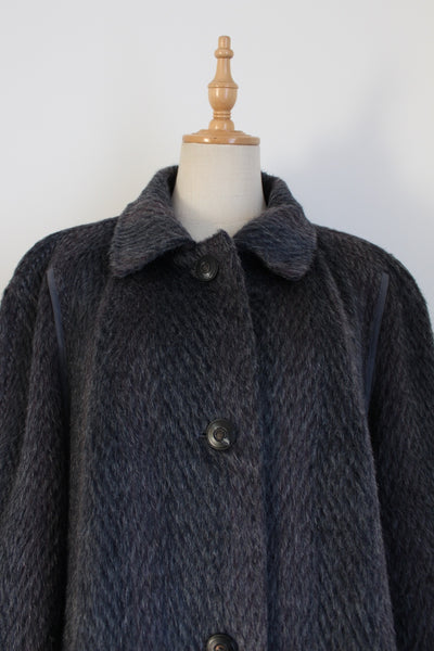VINTAGE ALPACA WOOL STRIPED COAT - SIZE 16