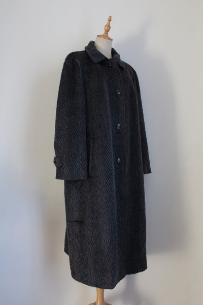VINTAGE ALPACA WOOL STRIPED COAT - SIZE 16