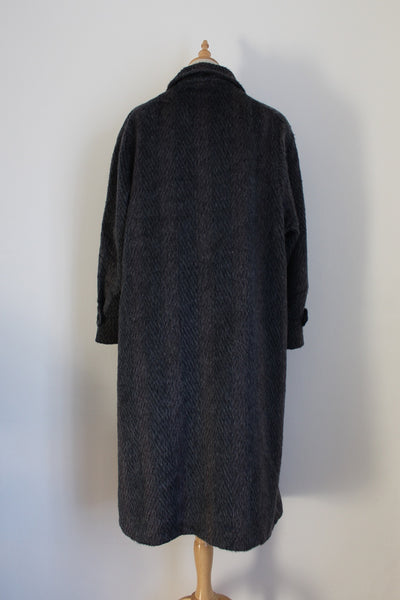 VINTAGE ALPACA WOOL STRIPED COAT - SIZE 16