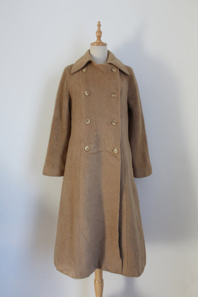 GIL BRET WOOL MOHAIR COAT TAN - SIZE 8