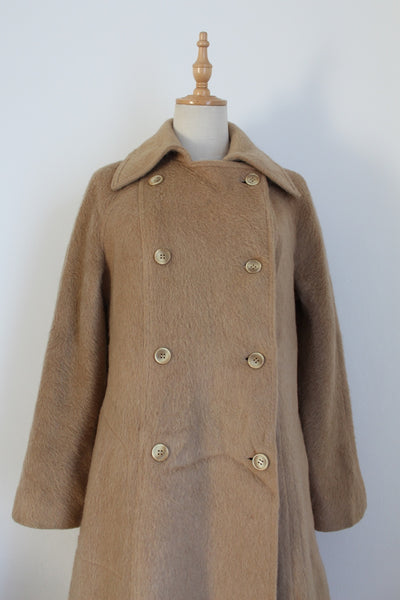 GIL BRET WOOL MOHAIR COAT TAN - SIZE 8