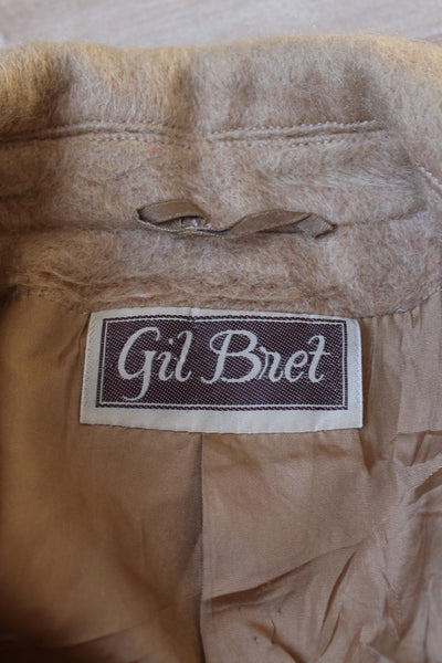 GIL BRET WOOL MOHAIR COAT TAN - SIZE 8