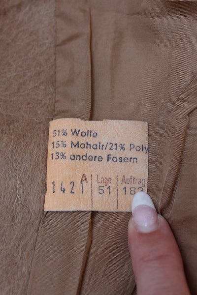 GIL BRET WOOL MOHAIR COAT TAN - SIZE 8