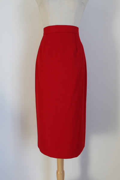 DAKS LONDON WOOL PENCIL SKIRT RED - SIZE 10