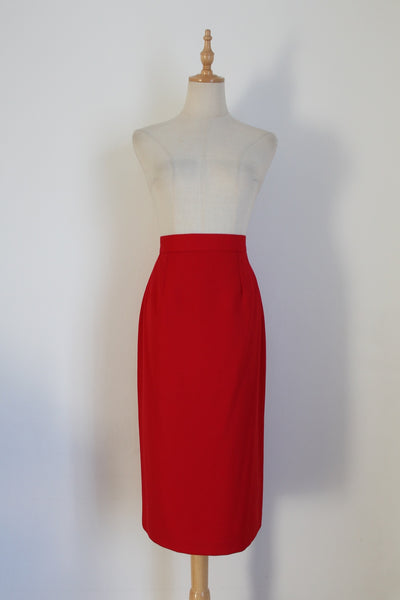 DAKS LONDON WOOL PENCIL SKIRT RED - SIZE 10