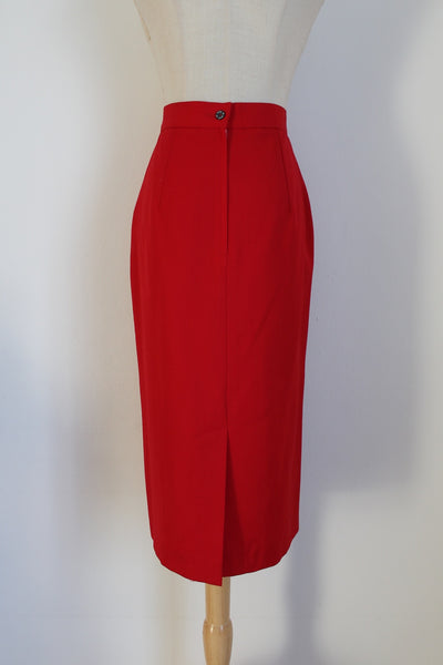 DAKS LONDON WOOL PENCIL SKIRT RED - SIZE 10